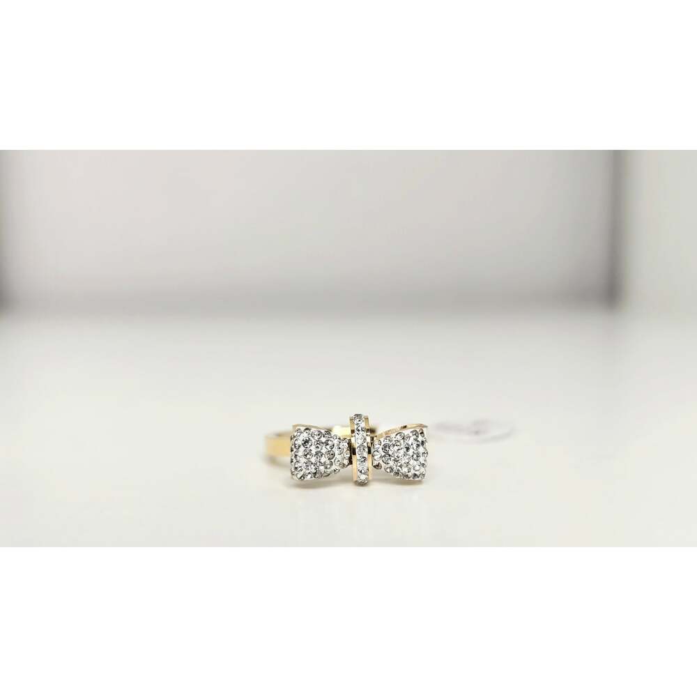 18KT Gold Plated Rhinestone Bow Rings Size 6 - Picture 3 of 3